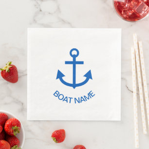 Anchor Blue Personalised Your Boat Name Napkin