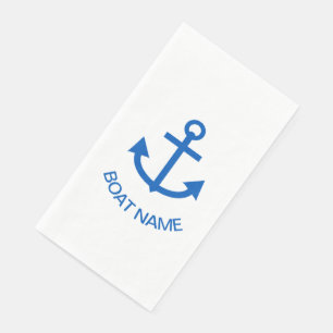Anchor Blue Personalised Your Boat Name Napkin