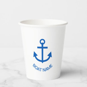 Anchor Blue Personalised Your Boat Name Paper Cups