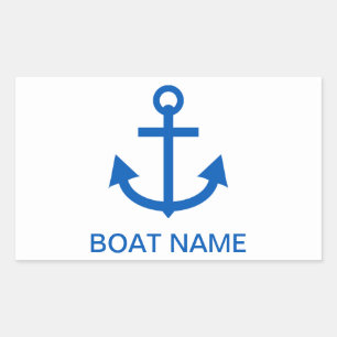 Anchor Blue Personalised Your Boat Name Rectangular Sticker