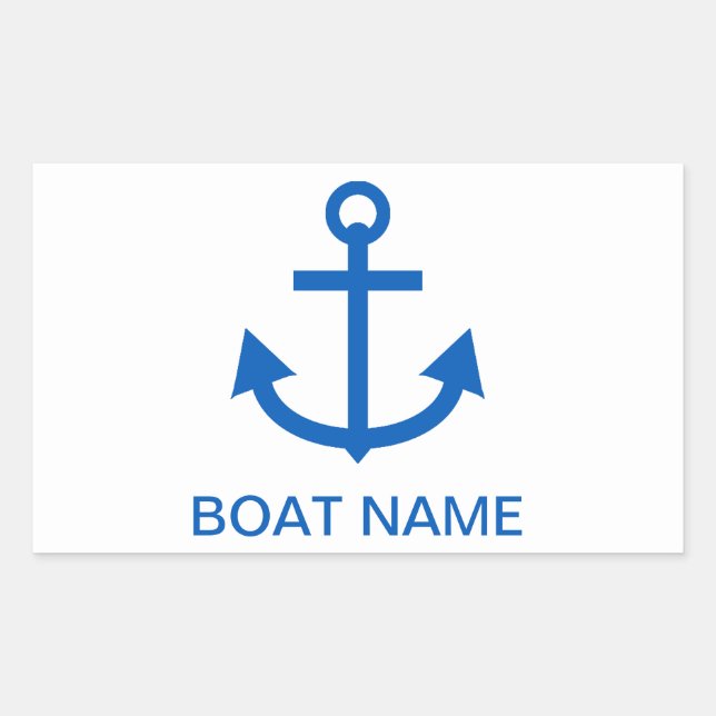 Anchor Blue Personalised Your Boat Name Rectangular Sticker (Front)
