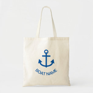Anchor Blue Personalised Your Boat Name Tote Bag