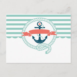 Anchor, blue,red, Nautical retro sailor girly Postcard