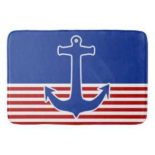 Anchor blue / white Contour + your ideas Bath Mat