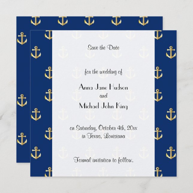 Anchor, Boat Anchor, Ship Anchor, Save The Date (Front/Back)