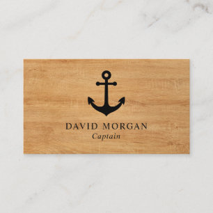 Anchor Boat Captain Rustic Wood Business Card