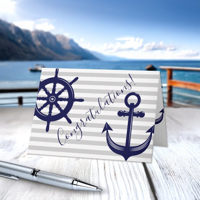 Anchor Boat Helm Wheel Nautical Congratulations Card (Creator Uploaded)