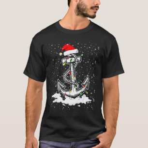 Anchor Boating Sailing Christmas Tree Lights Santa T-Shirt
