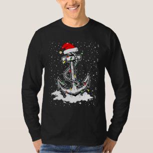 Anchor Boating Sailing Christmas Tree Lights Santa T-Shirt