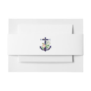 Anchor Botanical Floral Nautical Summer Wedding Invitation Belly Band