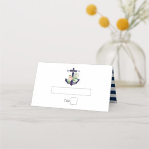 Anchor Botanical Floral Nautical Summer Wedding Place Card