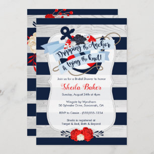 Anchor Bridal Shower Invitation - Nautical Navy