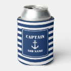 Anchor Captain Add Name or Boat Name Blue Striped