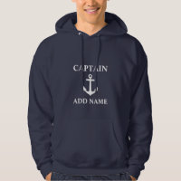 Anchor Captain Add Name or Boat Name Navy Blue