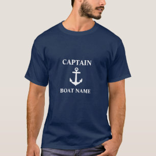 Anchor Captain Boat Name Navy Blue T-Shirt