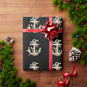 Anchor Christmas Xmas Lights Sailing Cruise Boat Wrapping Paper