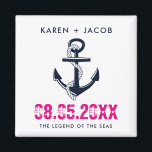 Anchor Cruise Ship Wedding Favour Magnets<br><div class="desc">Customisable wedding on a cruise ship nautical anchor wedding favour magnets. Customise with your names, wedding date and ship name. A great gift to send you wedding guests home with to remind them of your wedding cruise. To further customise, change font style, size or ink colour - use the customise...</div>