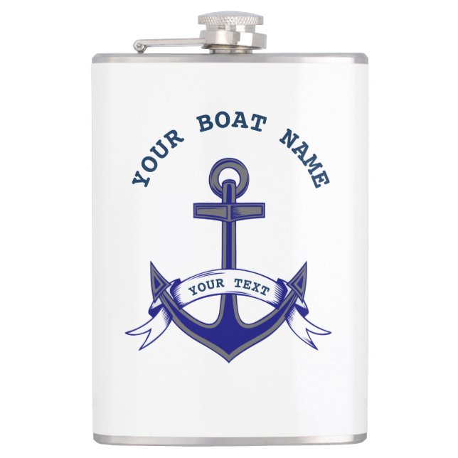 Anchor Custom Nautical Navy Flask (Front)