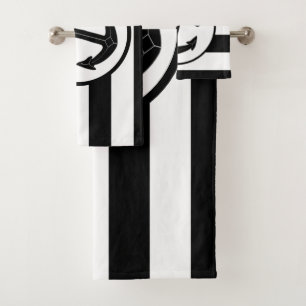 Anchor Design Black Striped Bath Towel Set