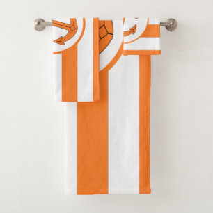 Anchor Design Orange Striped Bath Towel Set