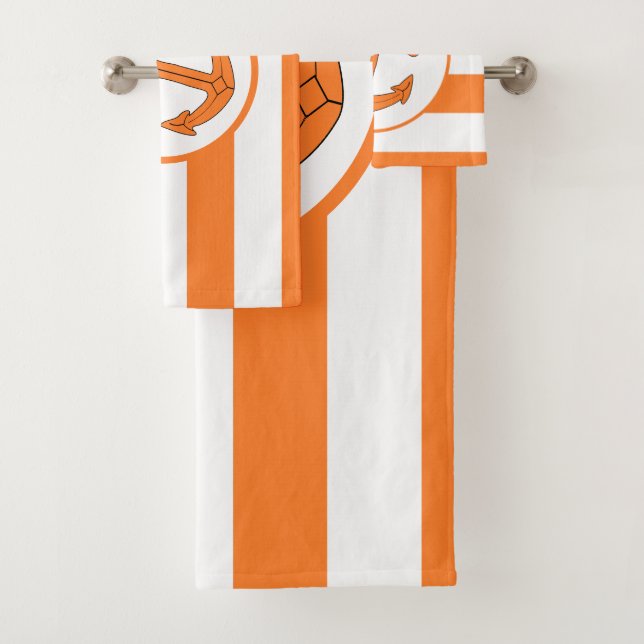 Anchor Design Orange Striped Bath Towel Set (Insitu)