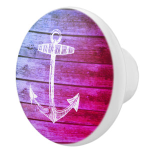 Anchor Faux Wood Purple Nautical Drawer knob