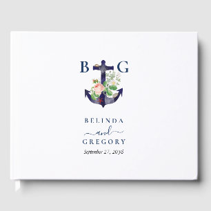 Anchor Floral Nautical Summer Wedding  Guest Book