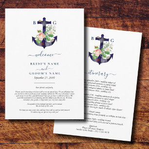 Anchor Floral Nautical Summer Wedding Itinerary Program