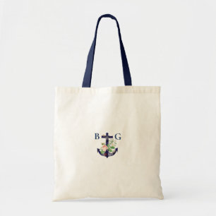 Anchor Floral Nautical Summer Wedding Tote Bag