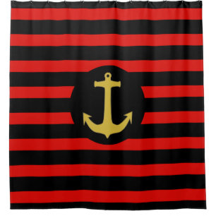 Anchor gold & stripes black + your backgr. & ideas shower curtain