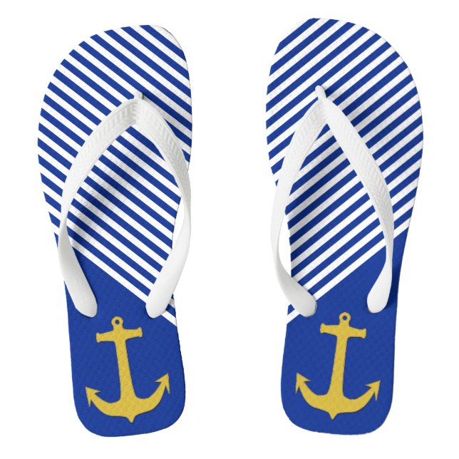 Anchor gold & stripes + your background & ideas thongs (Footbed)