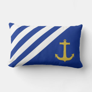 Anchor gold & stripes + your ideas lumbar cushion