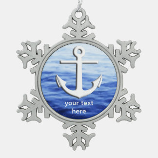 Anchor Graphic to personalise Snowflake Pewter Christmas Ornament