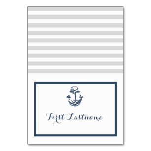 Anchor Grey and Navy Blue Nautical Seating Card