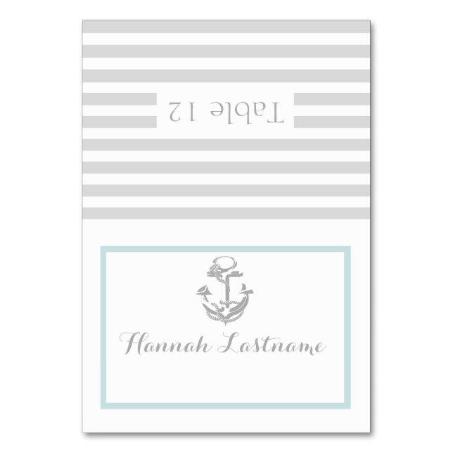 Anchor Grey Nautical Seating Card (Front)