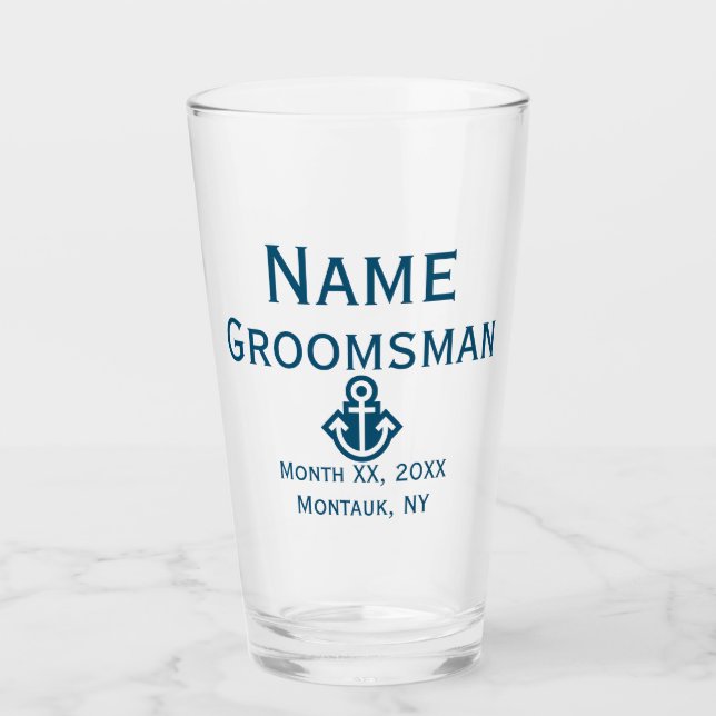 Anchor Groomsman Pint Glass Gift (Front)