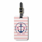 Anchor Heart Pink Stripes Nautical Monogram Logo