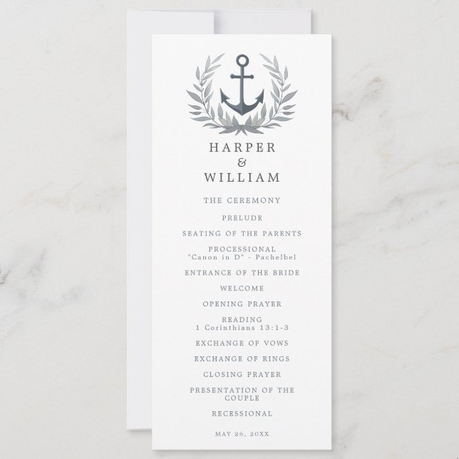 Anchor herald wedding program (Front)