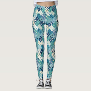 anchor herringbone blue leggings