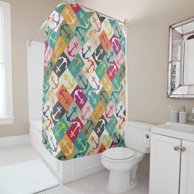 anchor herringbone mana shower curtain (In Situ)