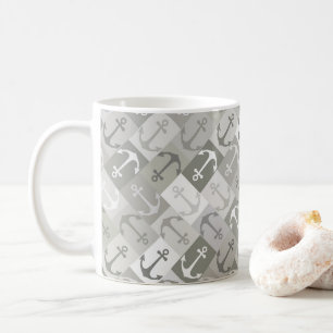 anchor herringbone mono coffee mug