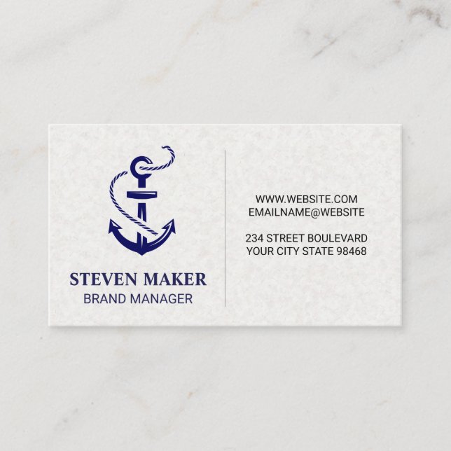 Anchor Icon Paper Texture Business Card (Front)