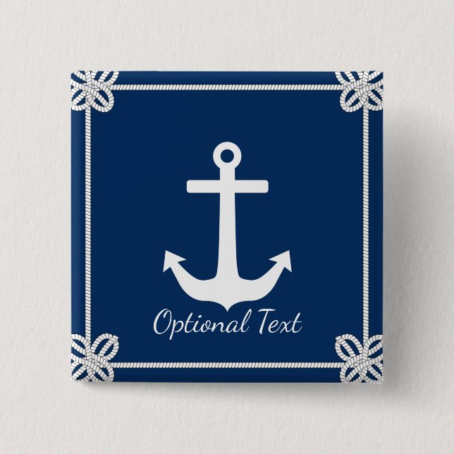 Anchor in Rope Frame Nautical 15 Cm Square Badge (Front)