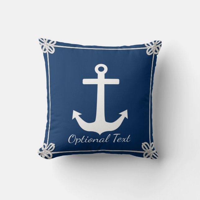 Anchor in Rope Frame Nautical Cushion (Front)