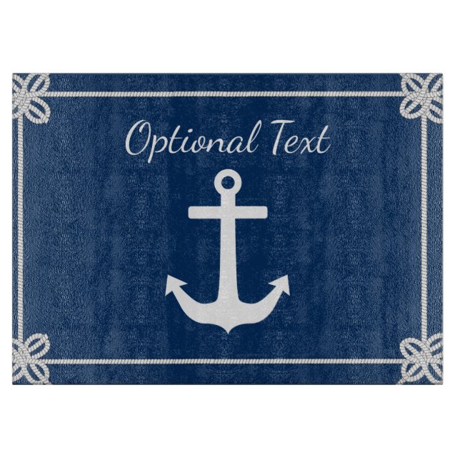 Anchor in Rope Frame Nautical Cutting Board (Front)
