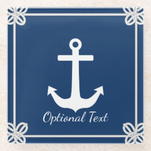 Anchor in Rope Frame Nautical Glass Coaster
