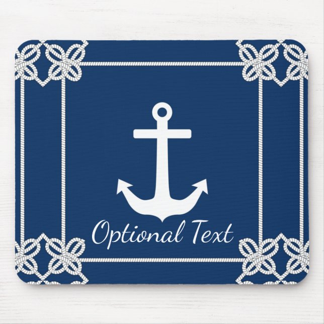 Anchor in Rope Frame Nautical Mouse Pad (Front)