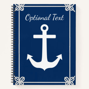 Anchor in Rope Frame Nautical Notebook