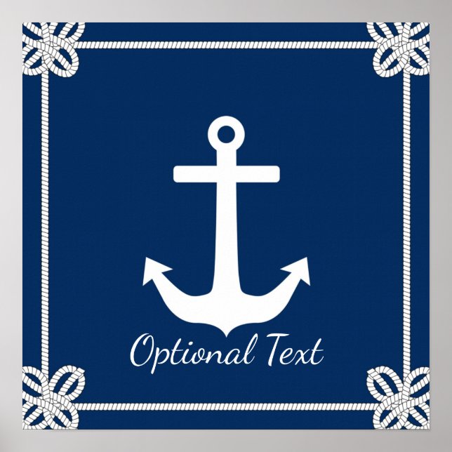 Anchor in Rope Frame Nautical Poster (Front)
