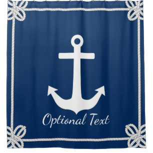 Anchor in Rope Frame Nautical Shower Curtain
